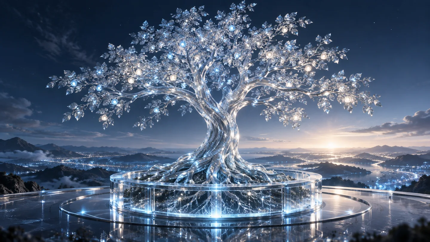 在数字地平线上生长的晶体生命树